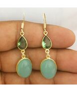 925 Sterling Silver Chalcedony &amp; Amethyst Gold / Rose Gold Plated Earrings - $57.10+