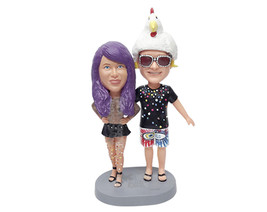 Custom Bobblehead Crazy looking party couple wearing extravagant outfits - Weddi - £121.22 GBP