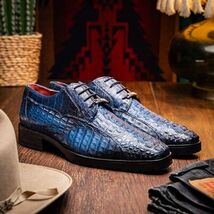 Men's Shoes genuine caiman crocodile skin Ragusa Stained Navy image 2