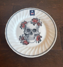 4 Royal Wessex Halloween Sugar Skull Red Rose Dinner Plate Set Day of th... - $74.96