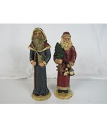 Set of 2 Vintage Tender Heart Treasuries Resin Santas Christmas Decor Fi... - $13.37