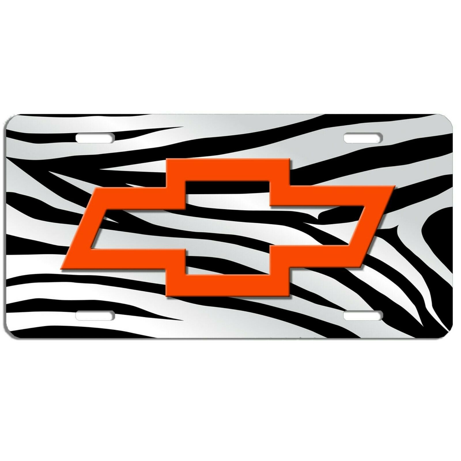Primary image for Chevy bowtie vehicle aluminum license plate car truck SUV zebra & orange tag
