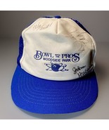 Snap Back Trucker Hat Bowling “Bowl With The Pros” 1990’s Blue And White - £5.76 GBP