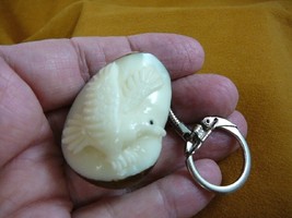 (TNE-BIR-EA-245d) White Bald Eagle Bird Tagua Nut Figurine Carving Keychain Key - £12.88 GBP