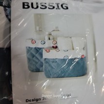 Ikea Bussig Cloth Baskets X2 Blue Gray White Trim New   Baby Room - $10.88