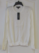 Central Park West Long Sleeve Button Carigan Sweater Creme Women&#39;s Sz M NWT - $307.46 MXN
