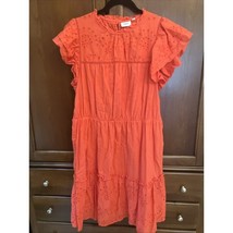 Saint Tropez Women&#39;s Dress XL Coral Tily Eyelet Made In India - $17.82