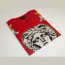 Men LAVERITA European Fashion Shirt Short Sleeves Medusa Floral Design 93361 Red image 3