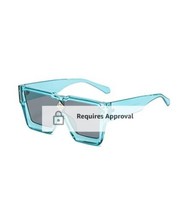 CHOWEI Vintage Square Oversized Sunglasses Trendy Flat Top Fashion (BLUE/GREY) - £15.86 GBP