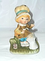 HOMCO Porcelain Figurine Series  #1430 Little Girl with Basket Cat Mushroom Hat - $12.22