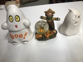 lot of 3 collectible Halloween Ghost Globe Tea Light decorative pieces - $17.91