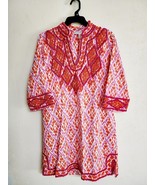 Gretchen Scott Women&#39;s Orange/Pink V-Neck Hand Stitched Dress Size: Large - $802.19 MXN