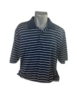 Greg Norman Men&#39;s Play Dry Navy Blue and White Striped Golf Polo Size Large - €12,75 EUR