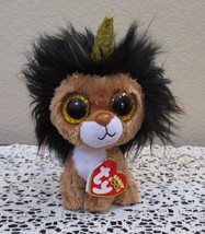 Ty Beanie Boos Ramsey The Unicorn Lion 6&quot; with Golden Eyes &amp; Horn  NEW - £6.70 GBP
