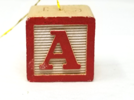 Christmas Ornament Wood Block Letters A N Train Painted Green Red Vintage - £12.18 GBP