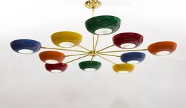 Multicolored Shades 10 Arms Sputnik Rainbow Light Huge Decorative Fixture - £641.29 GBP