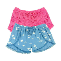 DKNY Girls Shorts Pack of 2 with Waistband Drawstring Beautiful Crochet ... - $19.79
