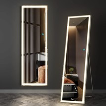Vlsrka Led Full-Length Mirror, Floor Mirror With Lights, Wall, 63 X 20In, Black - £121.83 GBP