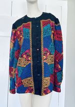 Laura &amp; Jayne Collection Funky Retro Print Silky Colorful Top Blouse Wom... - $17.88
