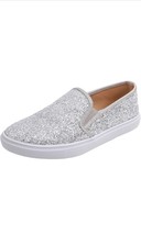 FEVERSOLE Women&#39;s Fashion Slip On Sneaker Casual Platform Loafers Silver... - $463.68 MXN