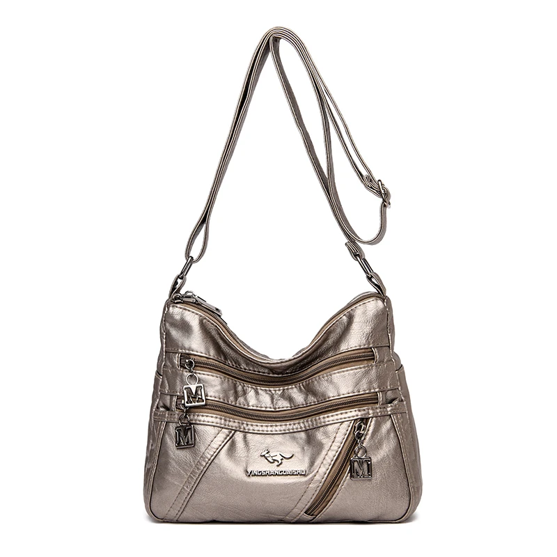 Fashion Soft Leather Handbag for Woman Shoulder Bag Zipper Designer Casu... - $27.79