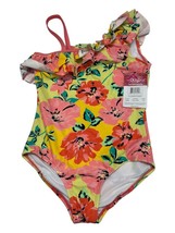 Kanu Surf  Girls 14 Flower Power Ruffle One-Shoulder 1-Piece Peach Yellow - €10,43 EUR