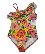 Kanu Surf  Girls 14 Flower Power Ruffle One-Shoulder 1-Piece Peach Yellow - €10,43 EUR