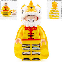 Yellow Lion Dance Dragon Dance Custom Printed Lego Compatible Minifigure Bricks - £2.35 GBP