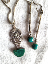Vintage Sterling Silver Tumi Peru Ceremonial Inca Necklace Pendant &amp; Earrings - £50.76 GBP