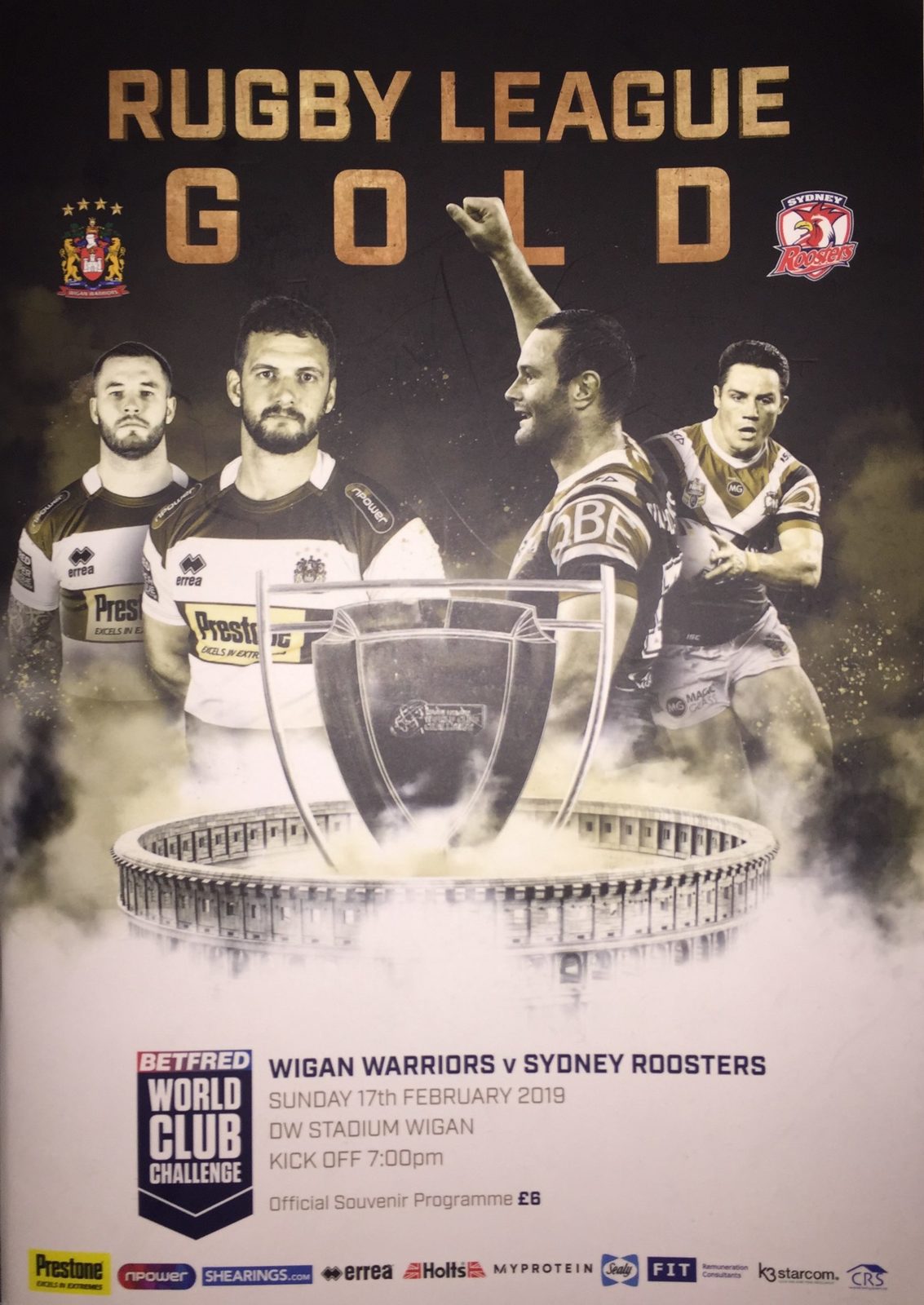 2019 World Club Challenge: Wigan v Sydney Roosters rugby league program - $7.50