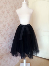 BLACK Tea-Length Tulle Skirt Women A-line Custom Plus Size Tulle Skirt With Bow image 2