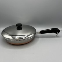 Revere Ware 9-Inch Frying Pan Skillet Copper Bottom &amp; Lid Rome NY USA - £18.18 GBP