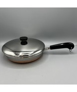 Revere Ware 9-Inch Frying Pan Skillet Copper Bottom &amp; Lid Rome NY USA - £17.89 GBP