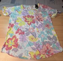 Ana A NEW Approach Laguna Floral Multi Color Short Sleeve Crewneck Tee S... - $12.95