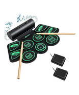 Electronic Drum Set with 2 Build-in Stereo Speakers for Kids-Green - £80.44 GBP