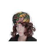 60s Vintage Metallic Hat Floral Gold Red Yellow Black Midcentury Party - $36.00