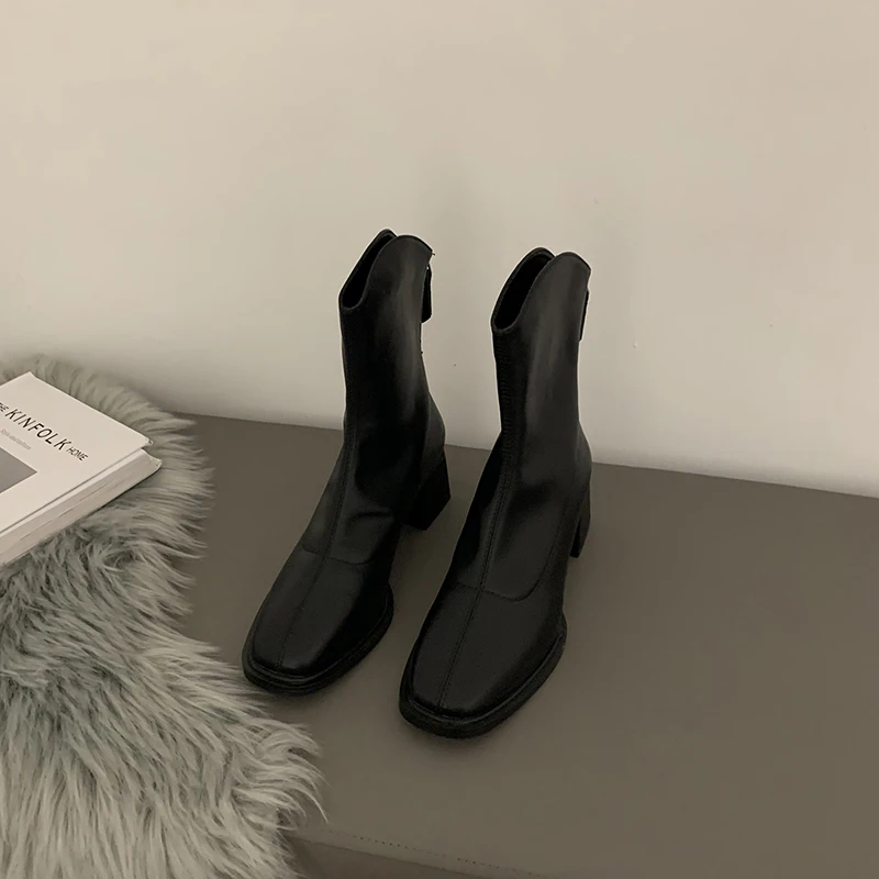   Shoes Heel Ankle Women Boot  Soft Leather Short Boot Zipper Elegant High Heel  - £192.08 GBP