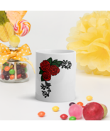Floral Rose Mug – Red Roses with Elegant Vine Design | Romantic Coffee C... - $16.50