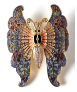 Large Designer Vintage Multi-colored Enamel Cloisonné Butterfly Brooch - $38.45 CAD