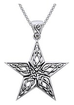 Jewelry Trends Sterling Silver Celtic Knot Work Star Pentacle Pendant Necklace 1 - £38.36 GBP