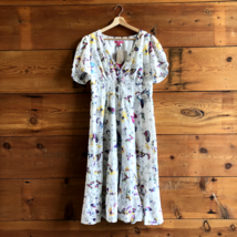 XL - Betsey Johnson White Butterfly Patterned Short Sleeve Midi Dress NE... - $125.00