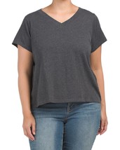 new Eileen Fisher Plus Organic Cotton Slub V-Neck Short Sleeves Tee in G... - $49.99