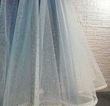 Frozen Blue Tulle Midi Skirt Outfit Women A-line Plus Size Sparkly Tulle Skirt image 6