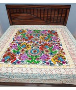 King bed-sheet bed-cover bedspread tapestry bohemian embroider elephant peacock - £48.71 GBP