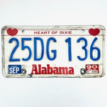 1990 United States Alabama Heart of Dixie Passenger License Plate 25DG 136 - £13.13 GBP