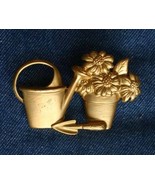 Avon Vintage  Matte Gold-tone Gardening Brooch 1 7/8&quot; - £10.14 GBP