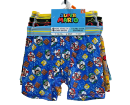Super Mario Athletic Boxer Briefs Boys 6 Multicolor 4 Pair Pack Ultra Co... - $13.86