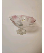 Mikasa Pink Tulip 7&quot; Footed Centerpiece Bowl Satin Pink Floral Frosted G... - $765.96 MXN