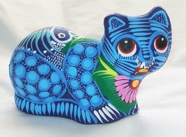 Colorful Hand-painted Ceramic Clay Pottery Seated Kitty Cat Figurine K8 - £11.61 GBP