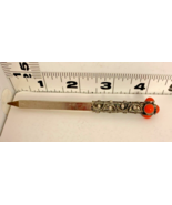 VTG METAL ORANGE JEWELED ROUND STONES BALLPOINT PEN UNIQUE - $183.98 MXN